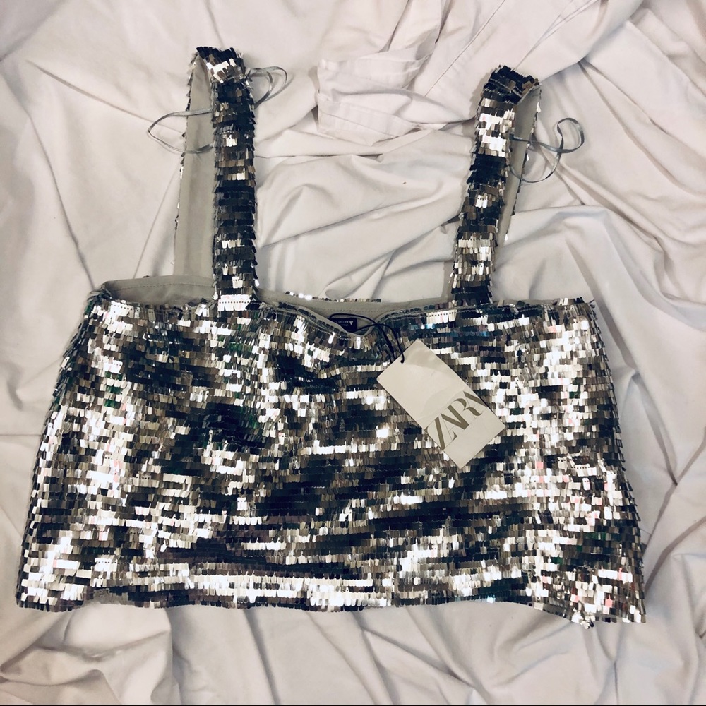 NWT ZARA SEQUIN CROP TOP